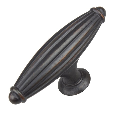 Gliderite Hardware 2-1/2 in. Oil Rubbed Bronze Fluted Cabinet T-Knob - 4047-ORB, 10PK 4047-ORB-10